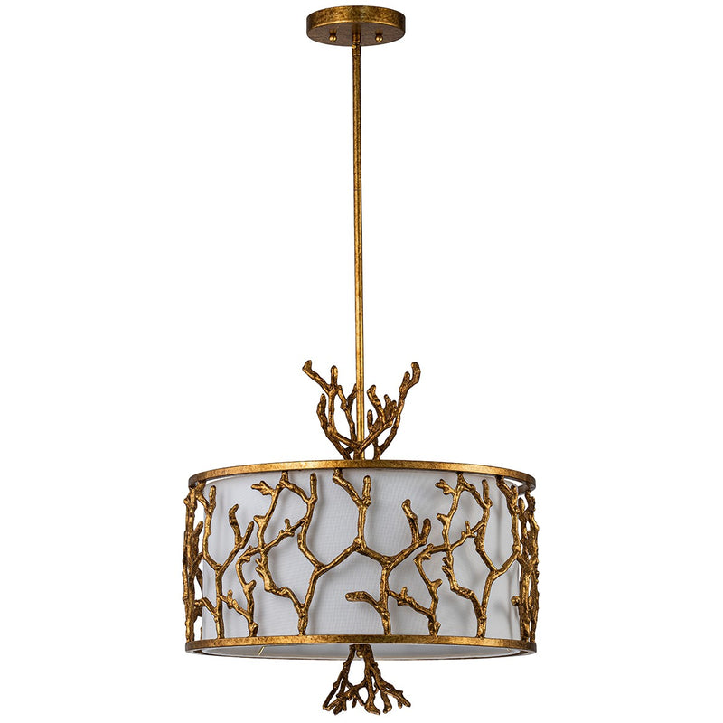 Lucas + McKearn - PD74390G-3 - Three Light Chandelier - Coral - Gold