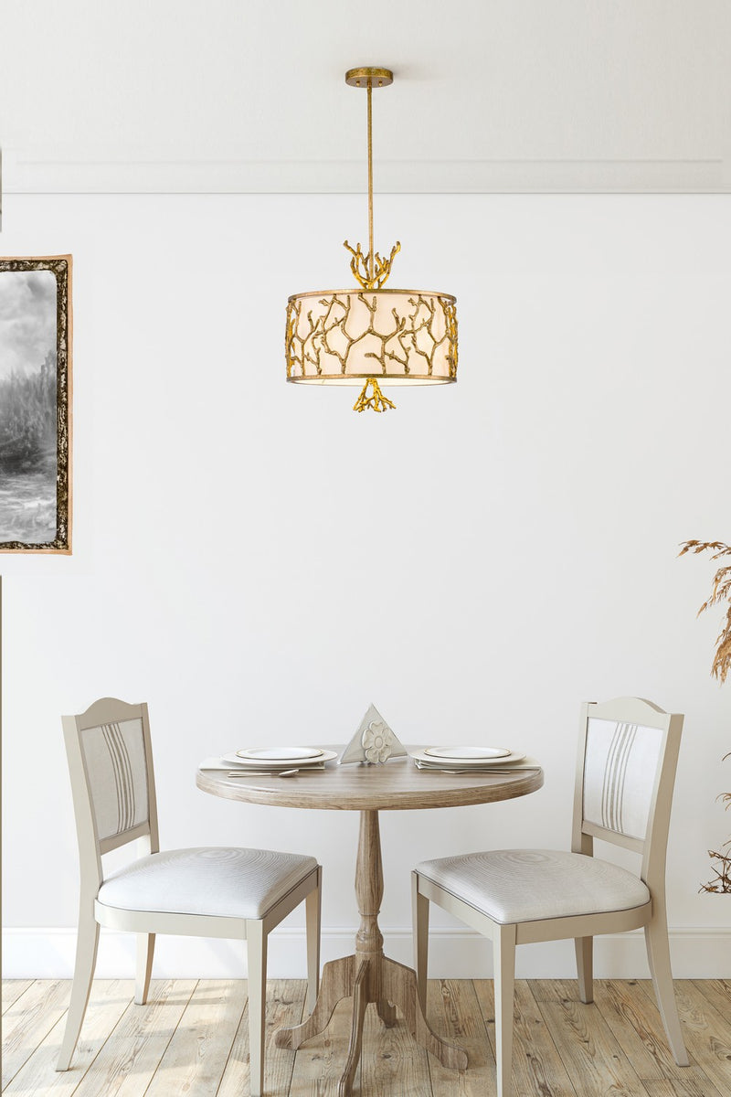 Lucas + McKearn - PD74390G-3 - Three Light Chandelier - Coral - Gold