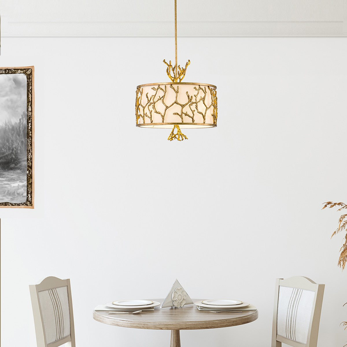 Lucas + McKearn - PD74390G-3 - Three Light Chandelier - Coral - Gold