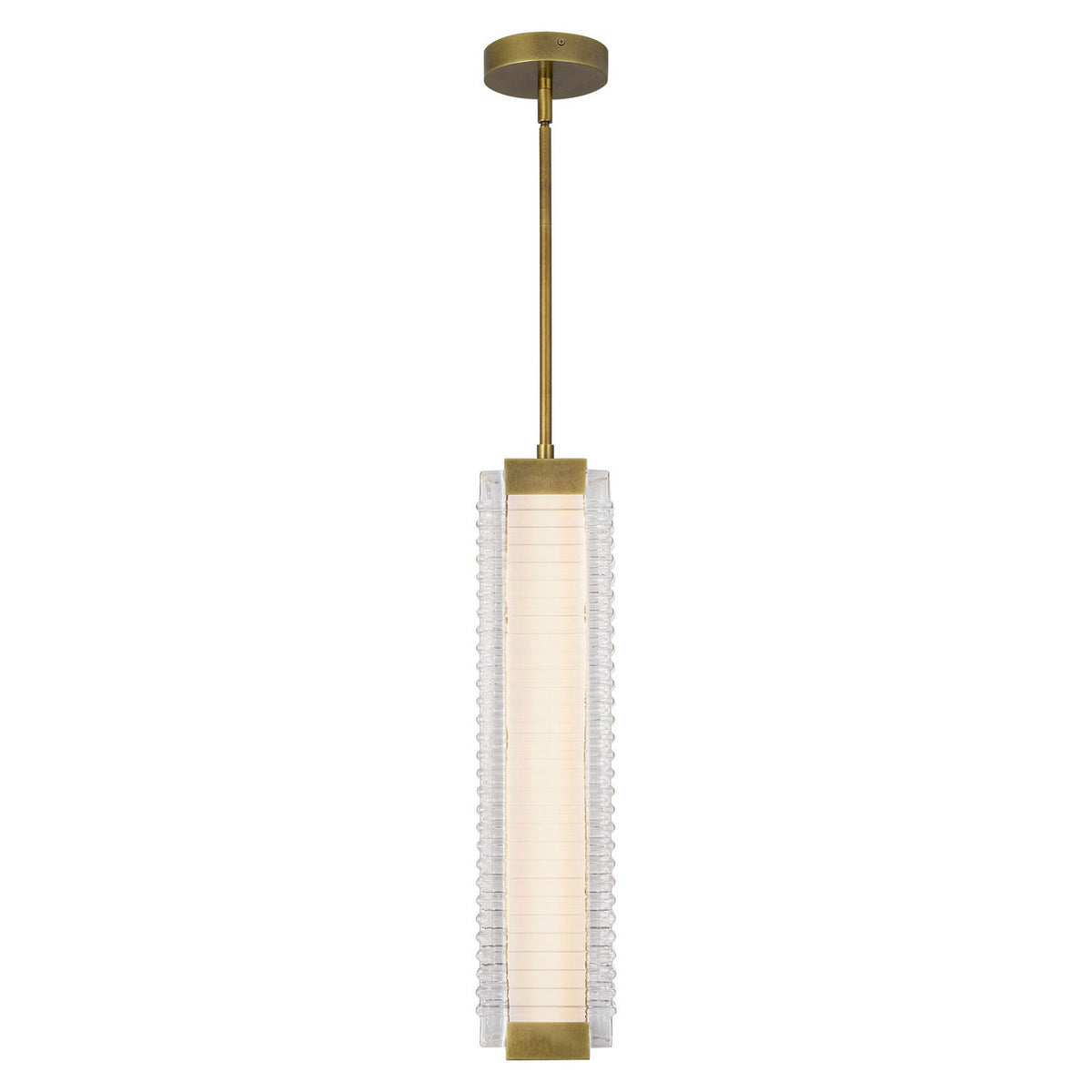 Alora - PD374624VBCR-UNV - LED Pendant - Alai - Vintage Brass/Ribbed Glass