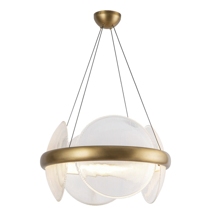 Kuzco Lighting - CH13922-VBCR-UNV - LED Chandelier - Taurus - Vintage Brass/Clear Ribbed Glass