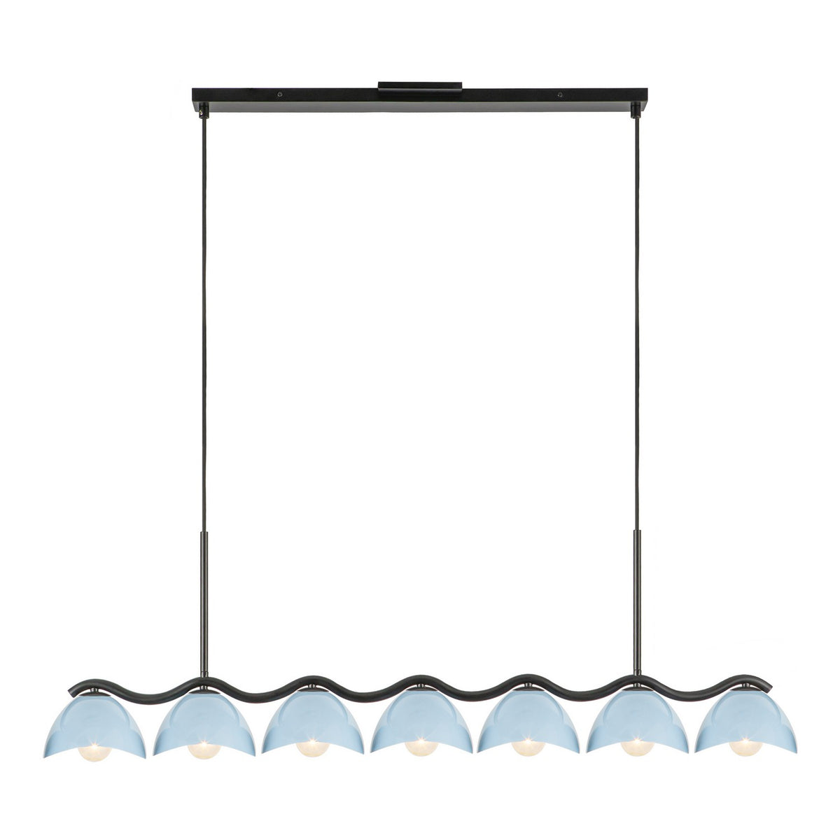 Kuzco Lighting - LP57642-BK/CER - Seven Light Linear Pendant - Atlas - Black/Cerulean