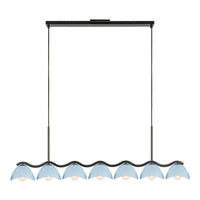 Kuzco Lighting - LP57642-BK/CER - Seven Light Linear Pendant - Atlas - Black/Cerulean