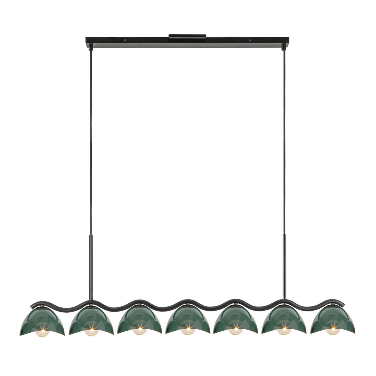 Kuzco Lighting - LP57642-BK/PGN - Seven Light Linear Pendant - Atlas - Black/Pine Green