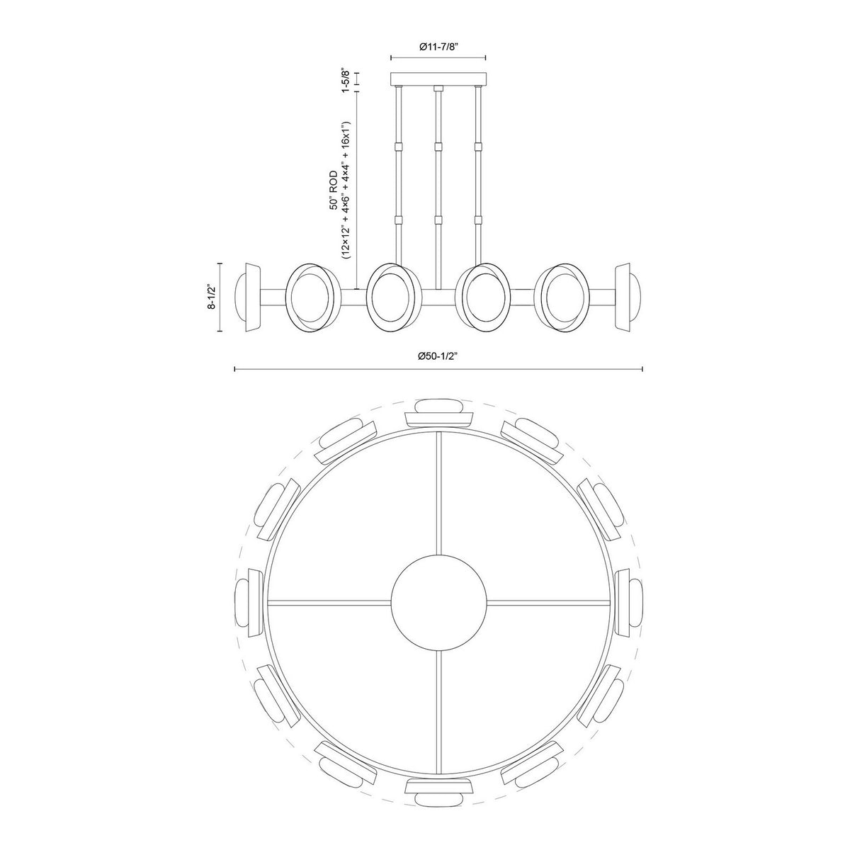 Alora - CH320050UB-UNV - LED Chandelier - Alonso - Urban Bronze