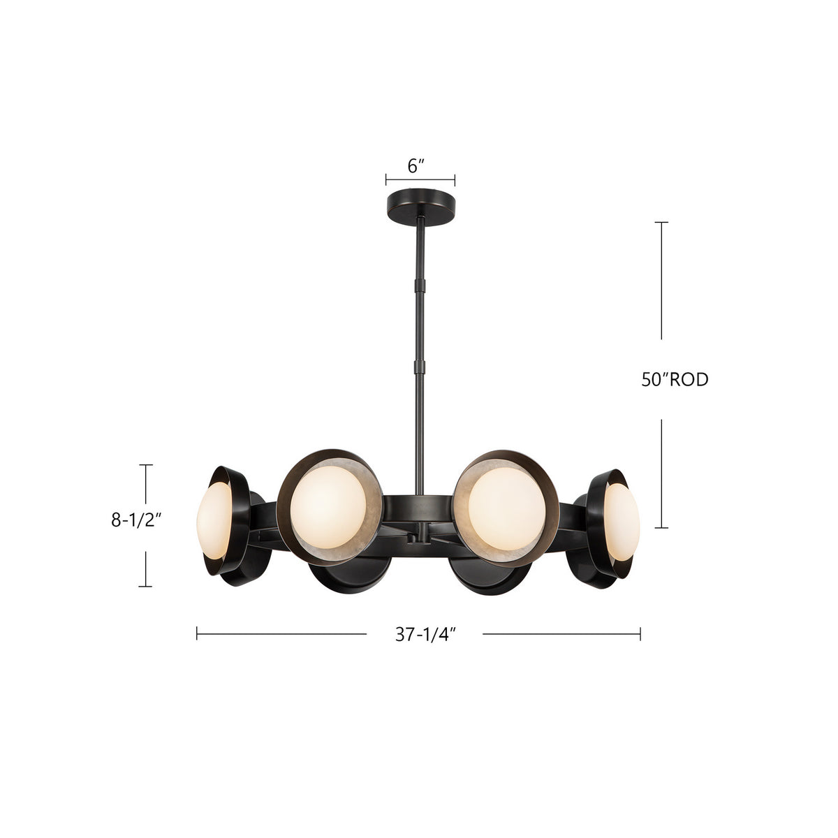 Alora - CH320837UBAR-UNV - LED Chandelier - Alonso - Urban Bronze/Alabaster