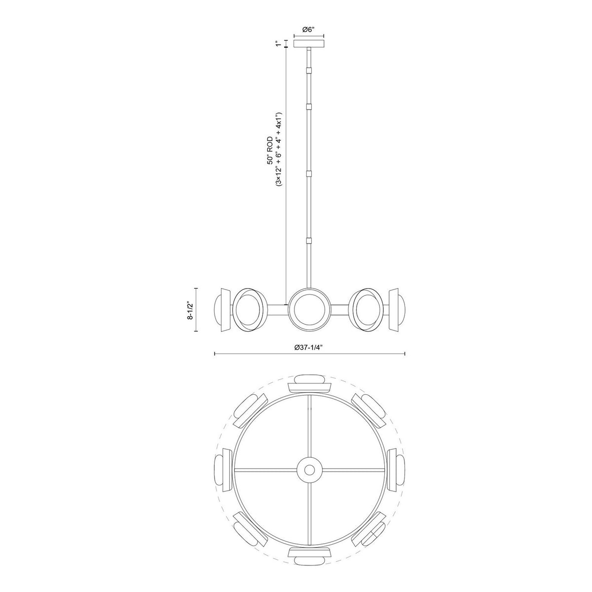 Alora - CH320837VB-UNV - LED Chandelier - Alonso - Vintage Brass