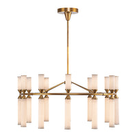 Alora - CH348038VBFR-UNV - LED Chandelier - Edwin - Vintage Brass/Frosted Ribbed Glass