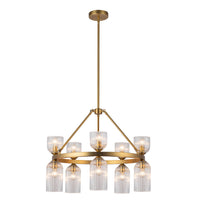 Alora - CH442626BGCR - Ten Light Chandelier - Nelly - Brushed Gold/Clear Ribbed Glass
