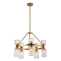 Alora - CH442626BGCR - Ten Light Chandelier - Nelly - Brushed Gold/Clear Ribbed Glass