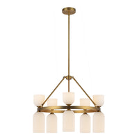 Alora - CH442626BGGR - Ten Light Chandelier - Nelly - Brushed Gold/Glossy Ribbed Opal Glass