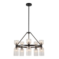 Alora - CH442626MBCR - Ten Light Chandelier - Nelly - Matte Black/Clear Ribbed Glass