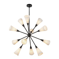 Alora - CH462039MBGR - 12 Light Chandelier - Cosmo - Matte Black/Glossy Ribbed Opal Glass