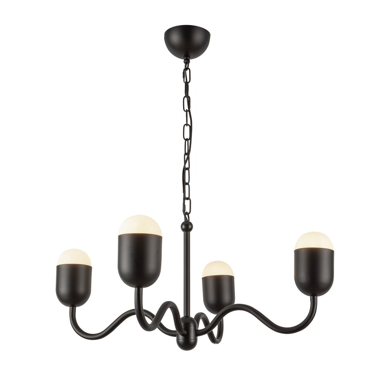 Alora - CH558427MBOP - Four Light Chandelier - Effie - Matte Black/Opal Glass