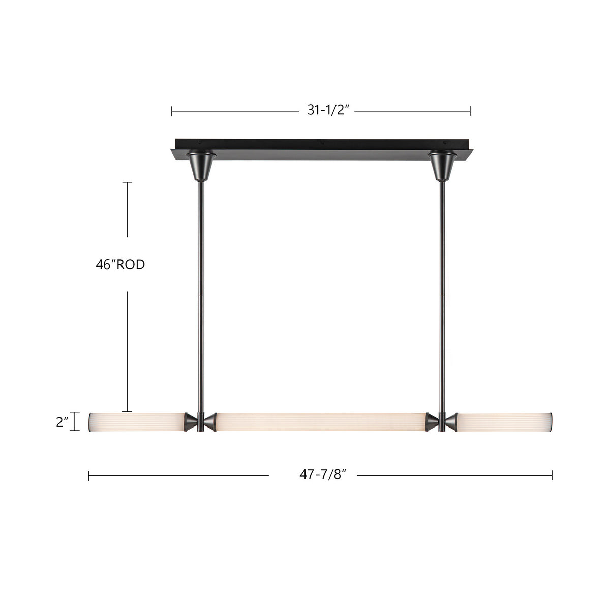 Alora - LP348148UBFR-UNV - LED Linear Pendant - Edwin - Urban Bronze/Frosted Ribbed Glass