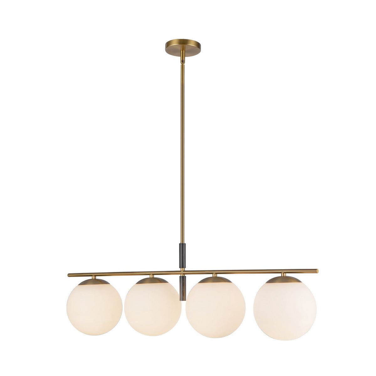 Alora - LP421437BGOP - Four Light Linear Pendant - Zuri - Brushed Gold/Opal Glass