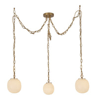 Alora - MP579707BGGR - Three Light Pendant - Cherise - Brushed Gold/Glossy Ribbed Opal Glass