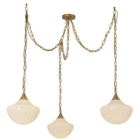 Alora - MP651312BGGR - Three Light Pendant - Farrah - Brushed Gold/Glossy Ribbed Opal Glass