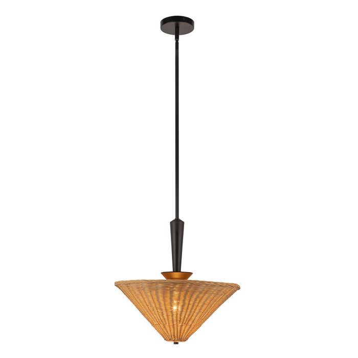 Alora - PD497016MBRA - One Light Pendant - Bridgette - Matte Black/Rattan