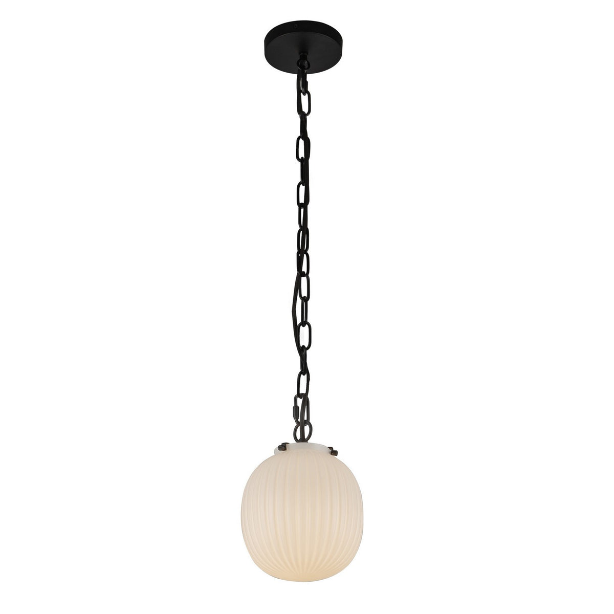 Alora - PD579107MBGR - One Light Pendant - Cherise - Matte Black/Glossy Ribbed Opal Glass