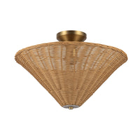 Alora - SF497016BGRA - One Light Semi-Flush Mount - Bridgette - Brushed Gold/Rattan
