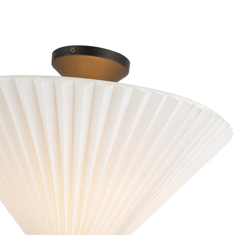 Alora - SF497016MBFW - One Light Semi-Flush Mount - Bridgette - Matte Black/Folded White