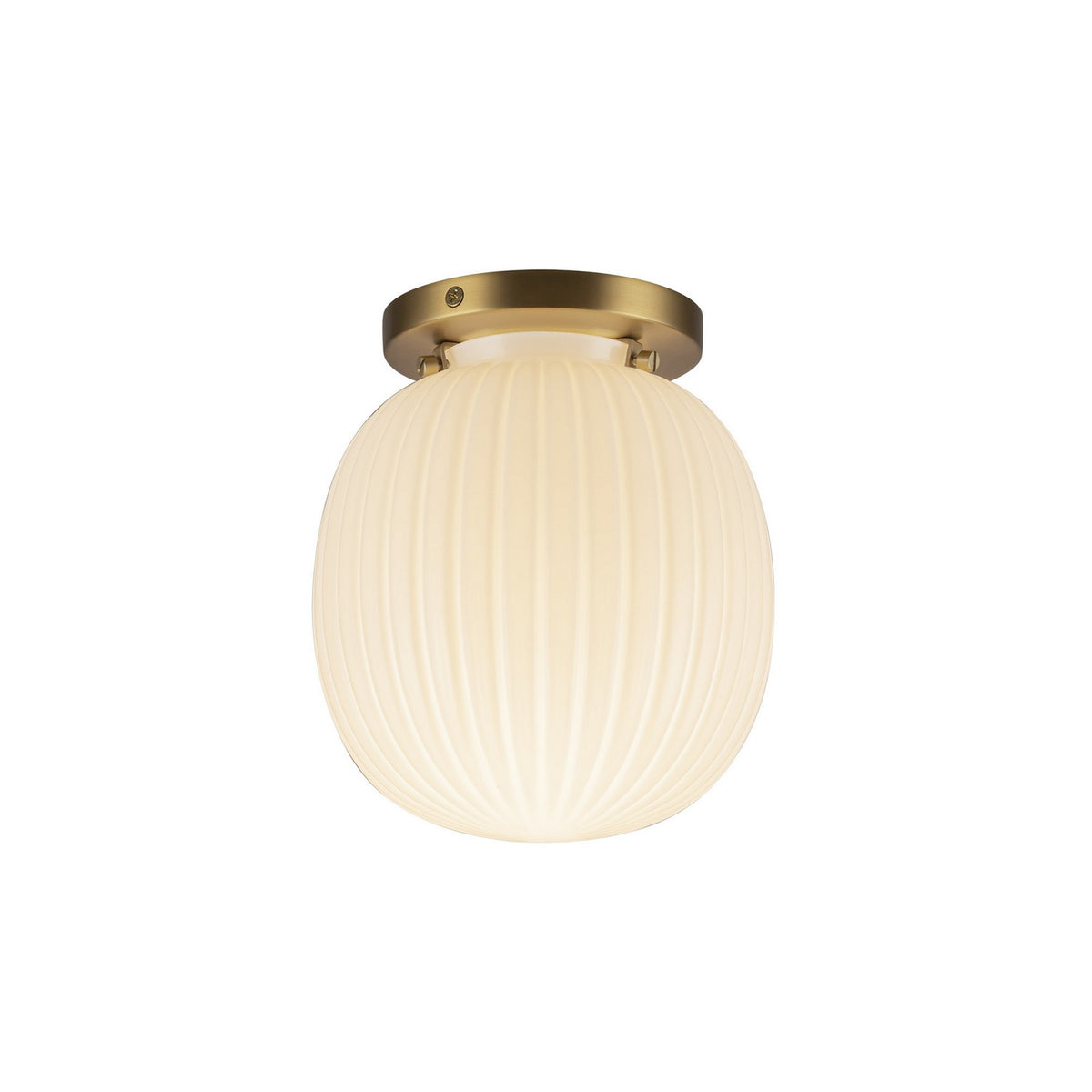 Alora - SF579107BGGR - One Light Semi-Flush Mount - Cherise - Brushed Gold/Glossy Ribbed Opal Glass