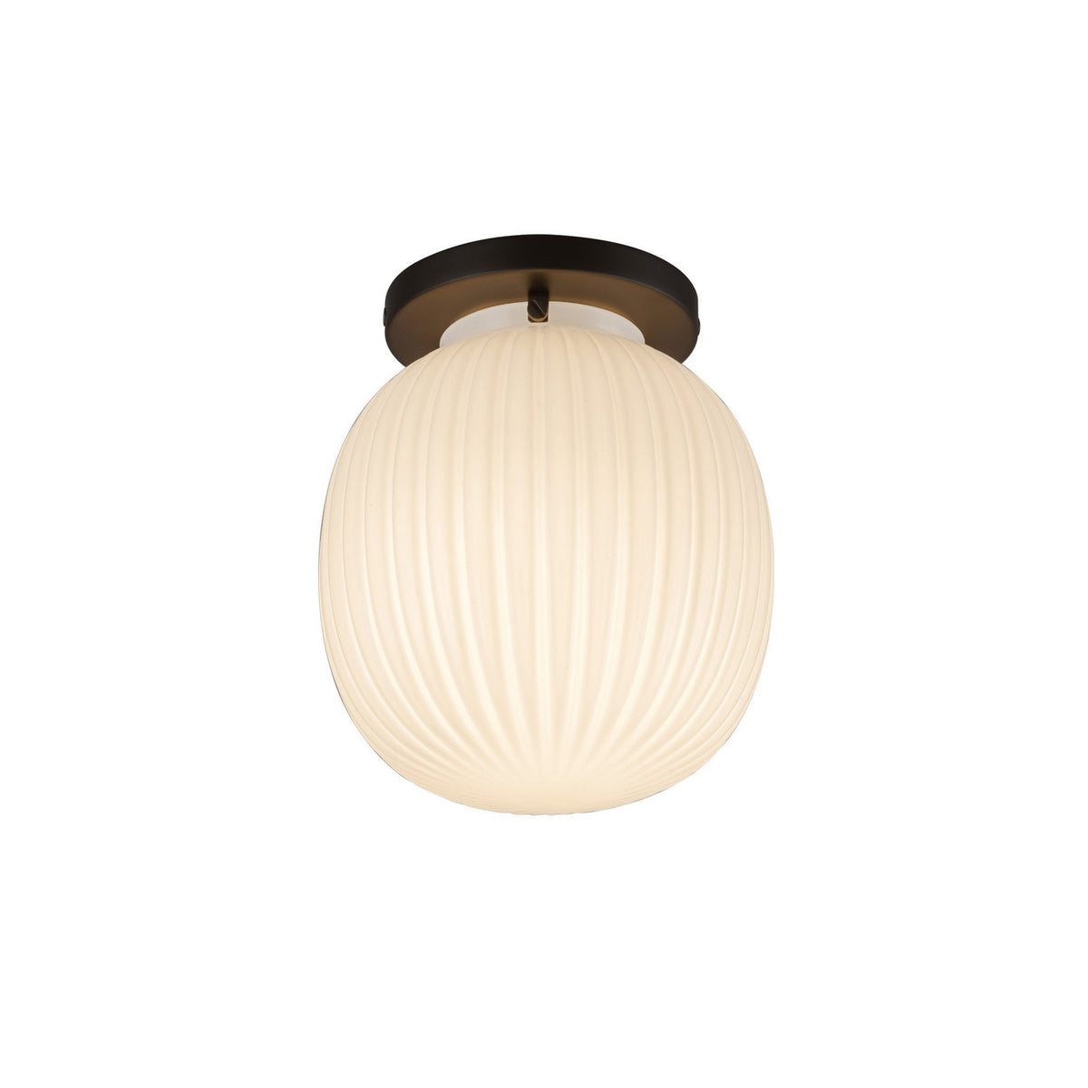 Alora - SF579107MBGR - One Light Semi-Flush Mount - Cherise - Matte Black/Glossy Ribbed Opal Glass
