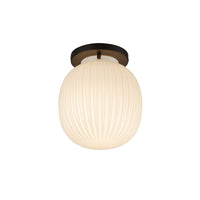 Alora - SF579107MBGR - One Light Semi-Flush Mount - Cherise - Matte Black/Glossy Ribbed Opal Glass