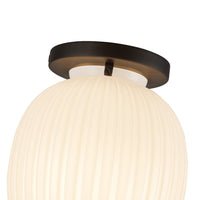 Alora - SF579107MBGR - One Light Semi-Flush Mount - Cherise - Matte Black/Glossy Ribbed Opal Glass