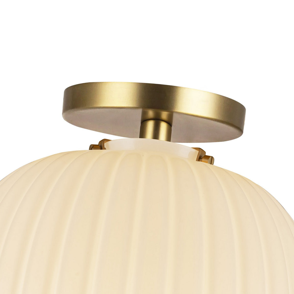 Alora - SF579112BGGR - One Light Semi-Flush Mount - Cherise - Brushed Gold/Glossy Ribbed Opal Glass