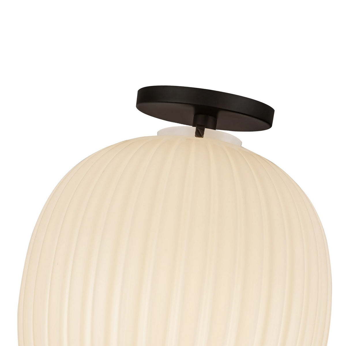 Alora - SF579112MBGR - One Light Semi-Flush Mount - Cherise - Matte Black/Glossy Ribbed Opal Glass