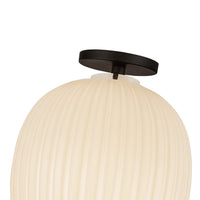 Alora - SF579112MBGR - One Light Semi-Flush Mount - Cherise - Matte Black/Glossy Ribbed Opal Glass