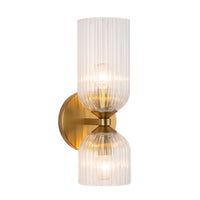 Alora - WV442612BGCR - Two Light Vanity - Nelly - Brushed Gold/Clear Ribbed Glass