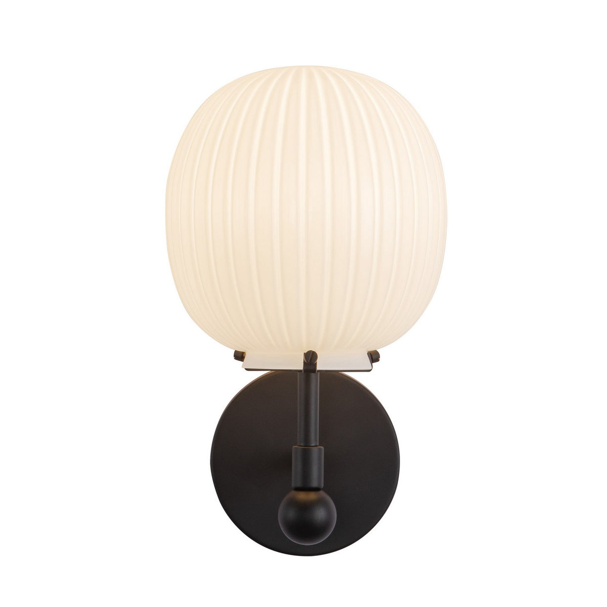Alora - WV579107MBGR - One Light Vanity - Cherise - Matte Black/Glossy Ribbed Opal Glass