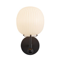 Alora - WV579107MBGR - One Light Vanity - Cherise - Matte Black/Glossy Ribbed Opal Glass
