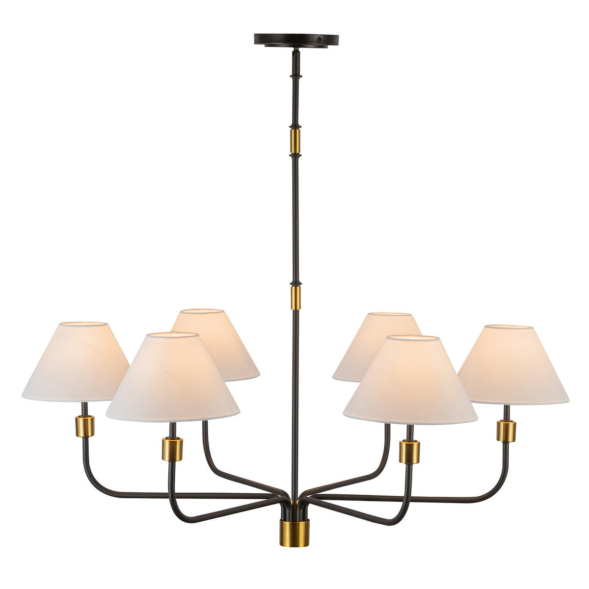 Artcraft - AC12036BB - Six Light Chandelier - Providence - Black, Brushed Brass