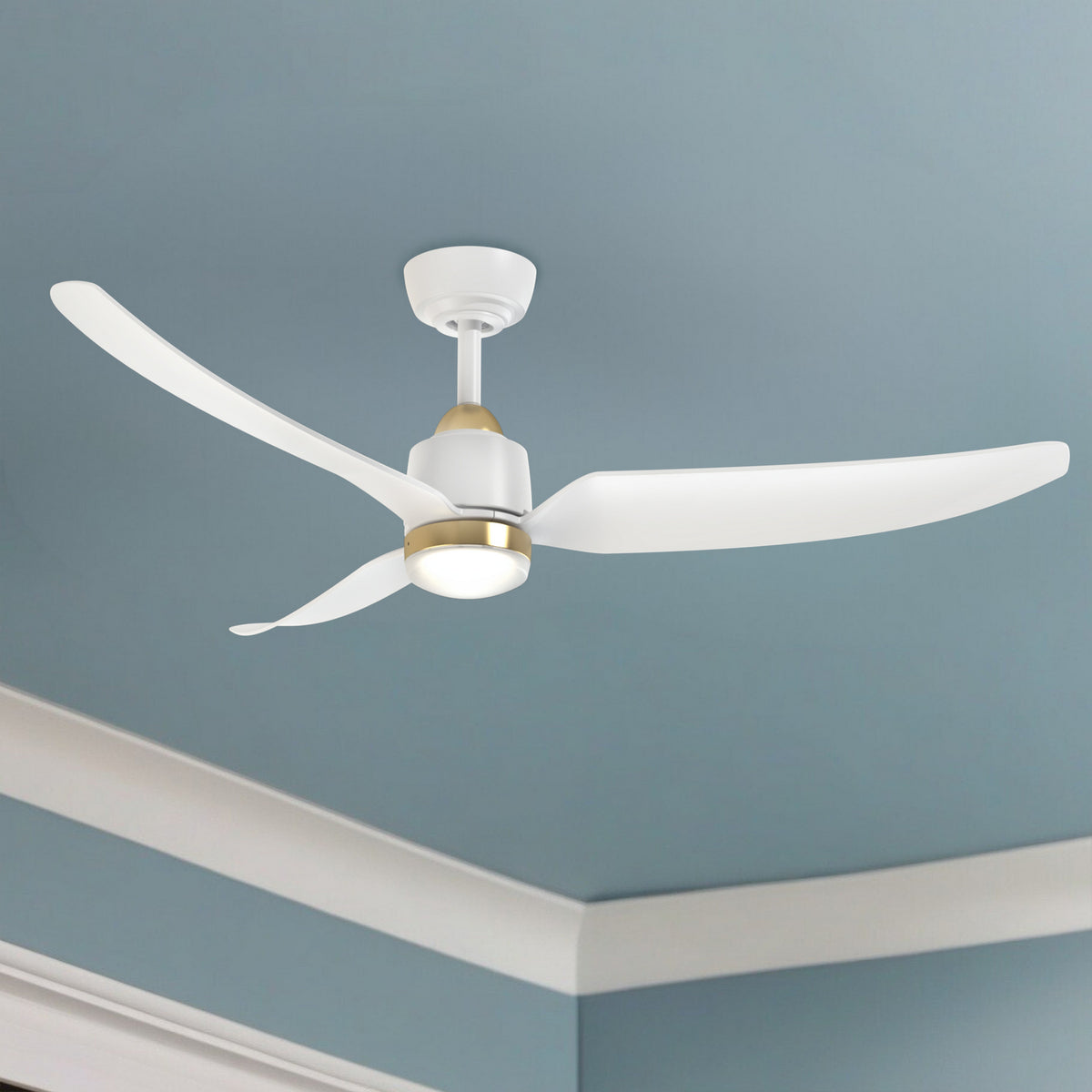 Kuzco Lighting - CF72952-BG/WH-5CCT - 52" Ceiling Fan - Hugo - Brushed Gold/Matte White
