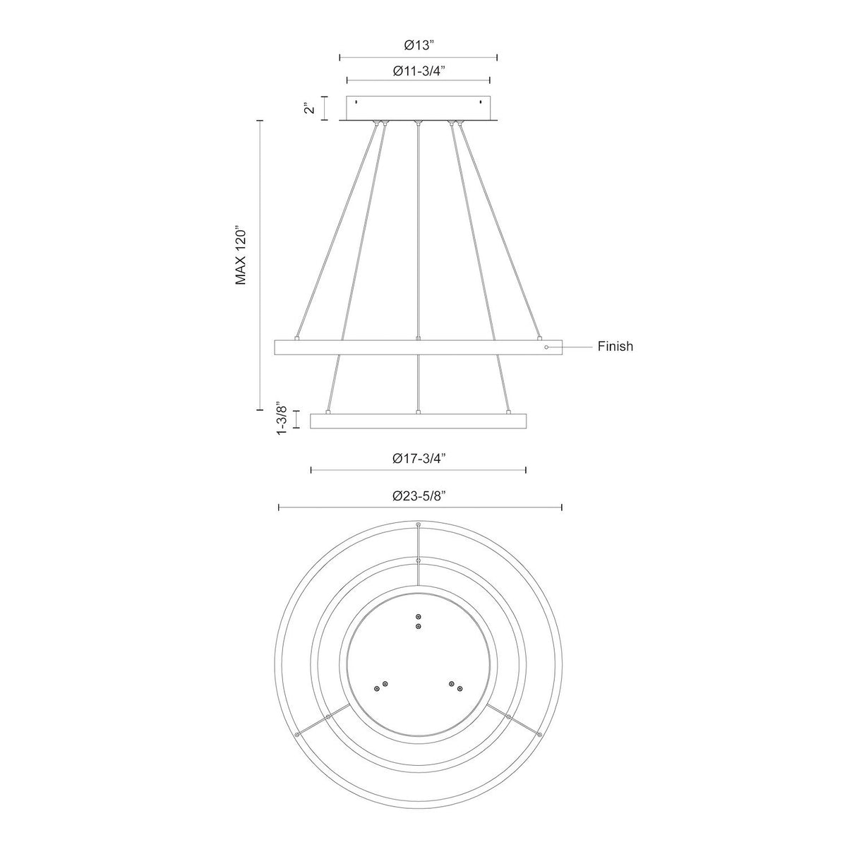 Kuzco Lighting - CH87224-BK-UNV-010 - LED Chandelier - Cerchio - Black