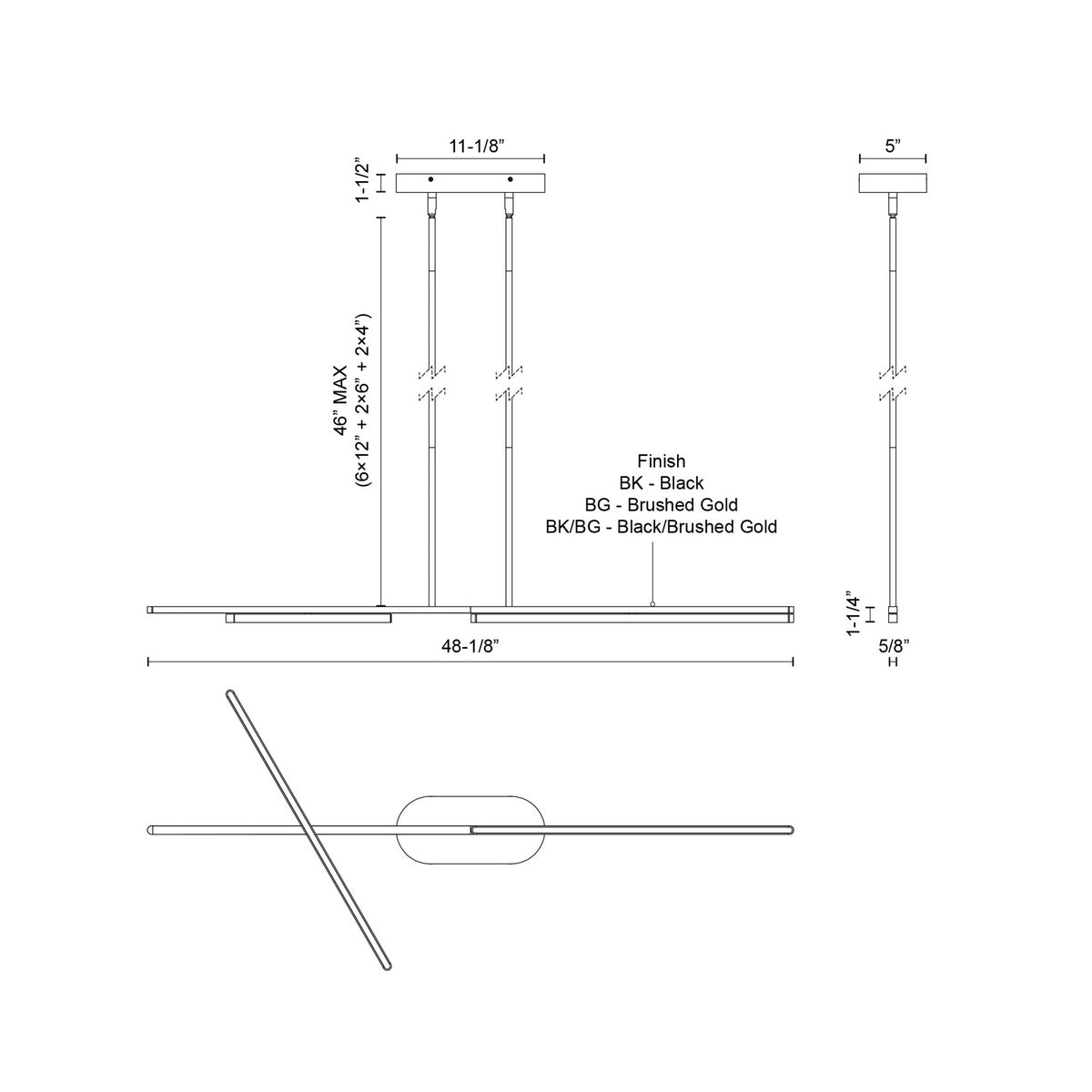 Kuzco Lighting - LP28748-BK-UNV - LED Linear Pendant - Shift - Black