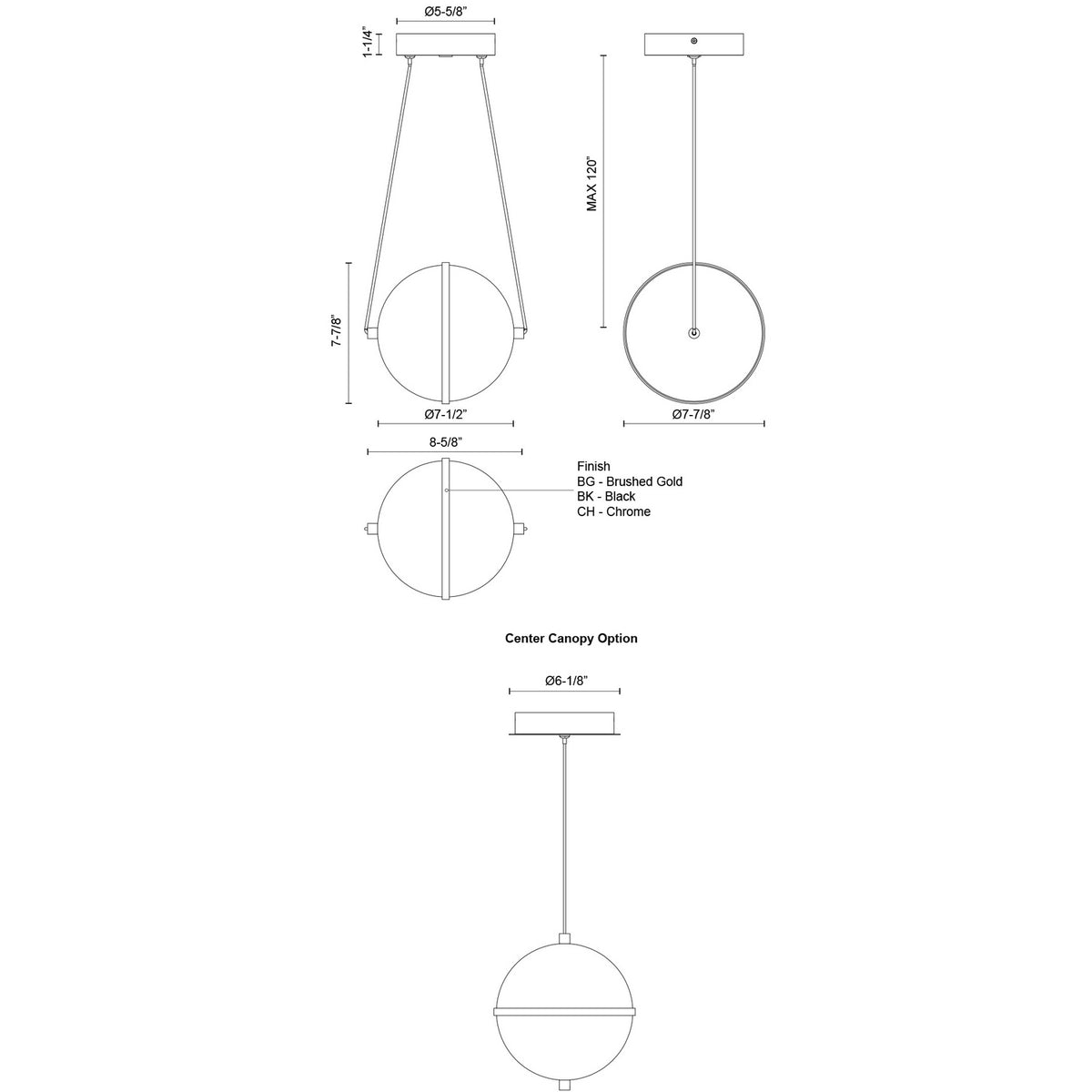 Kuzco Lighting - PD76708-BK-UNV - LED Pendant - Aries - Black