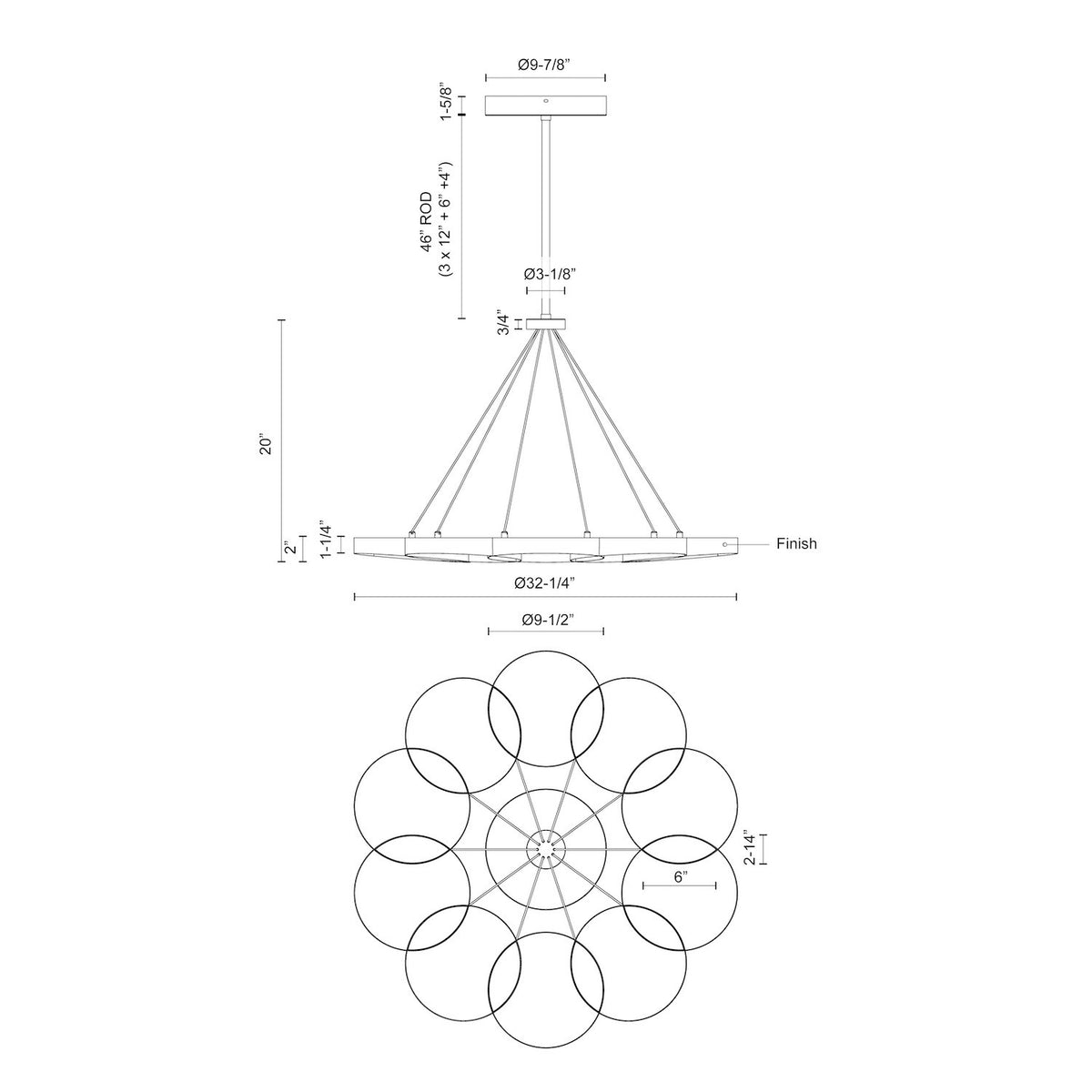 Kuzco Lighting - CH90833-BK-UNV-010 - LED Chandelier - Maestro - Black