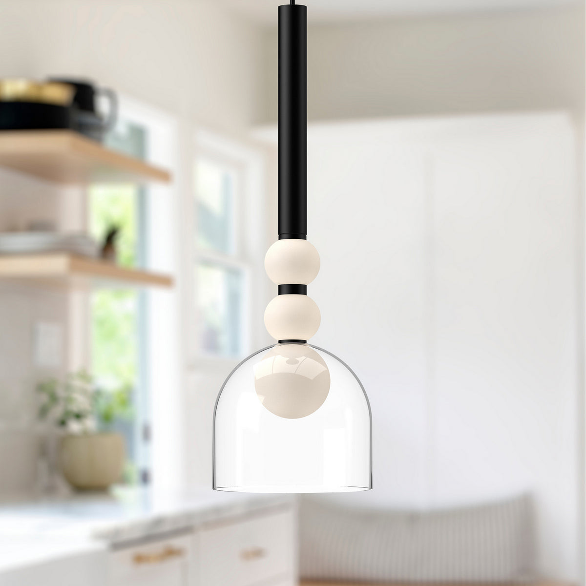 Kuzco Lighting - PD30505-BK/CL-UNV - LED Pendant - Rise - Black/Clear