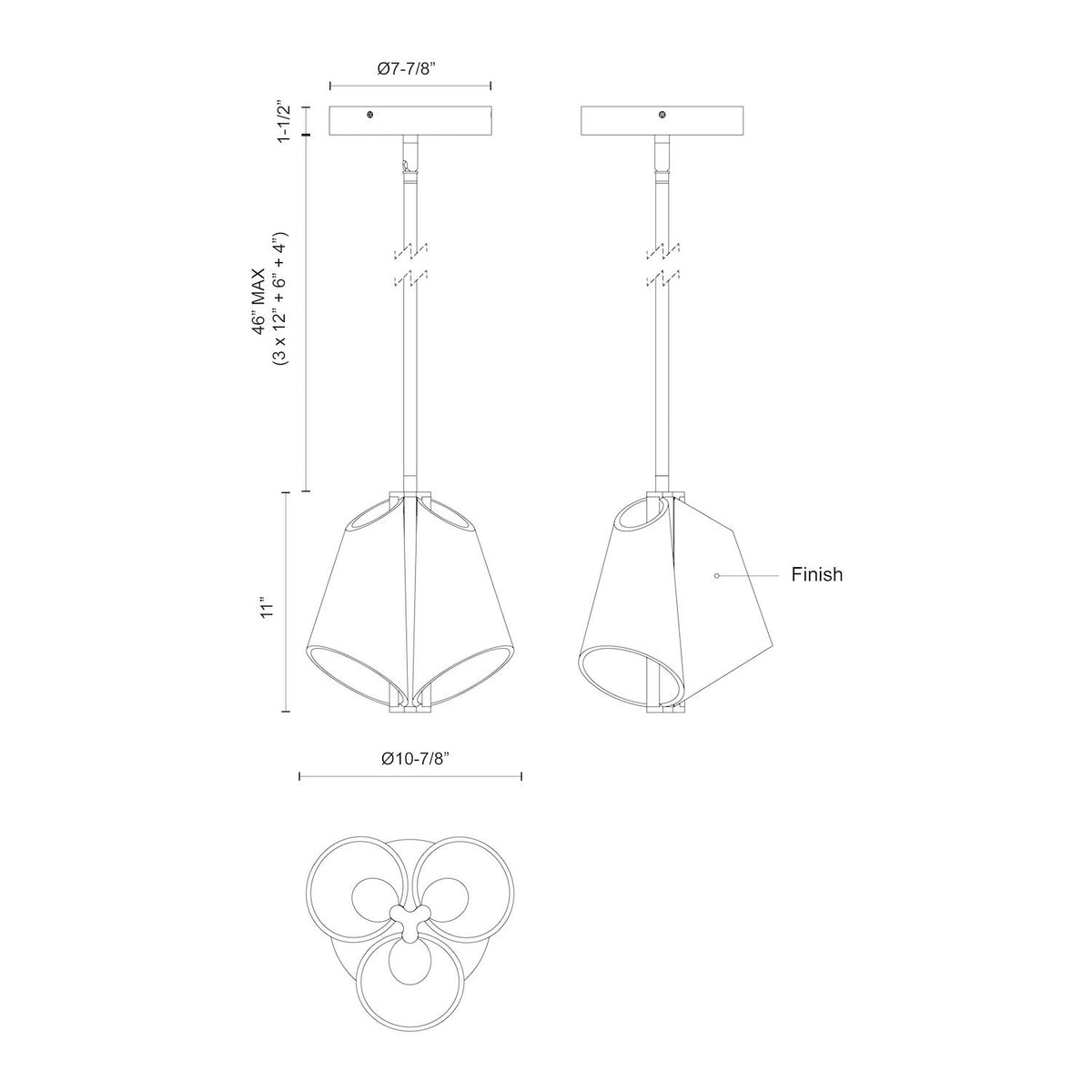 Kuzco Lighting - PD62511-BK/LG-UNV - LED Pendant - Mulberry - Black/Light Guide