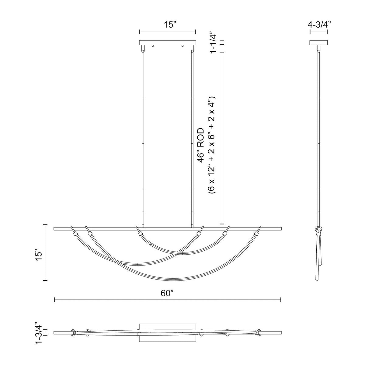 Alora - LP317460VB-UNV-010 - LED Linear Pendant - Aryas - Vintage Brass