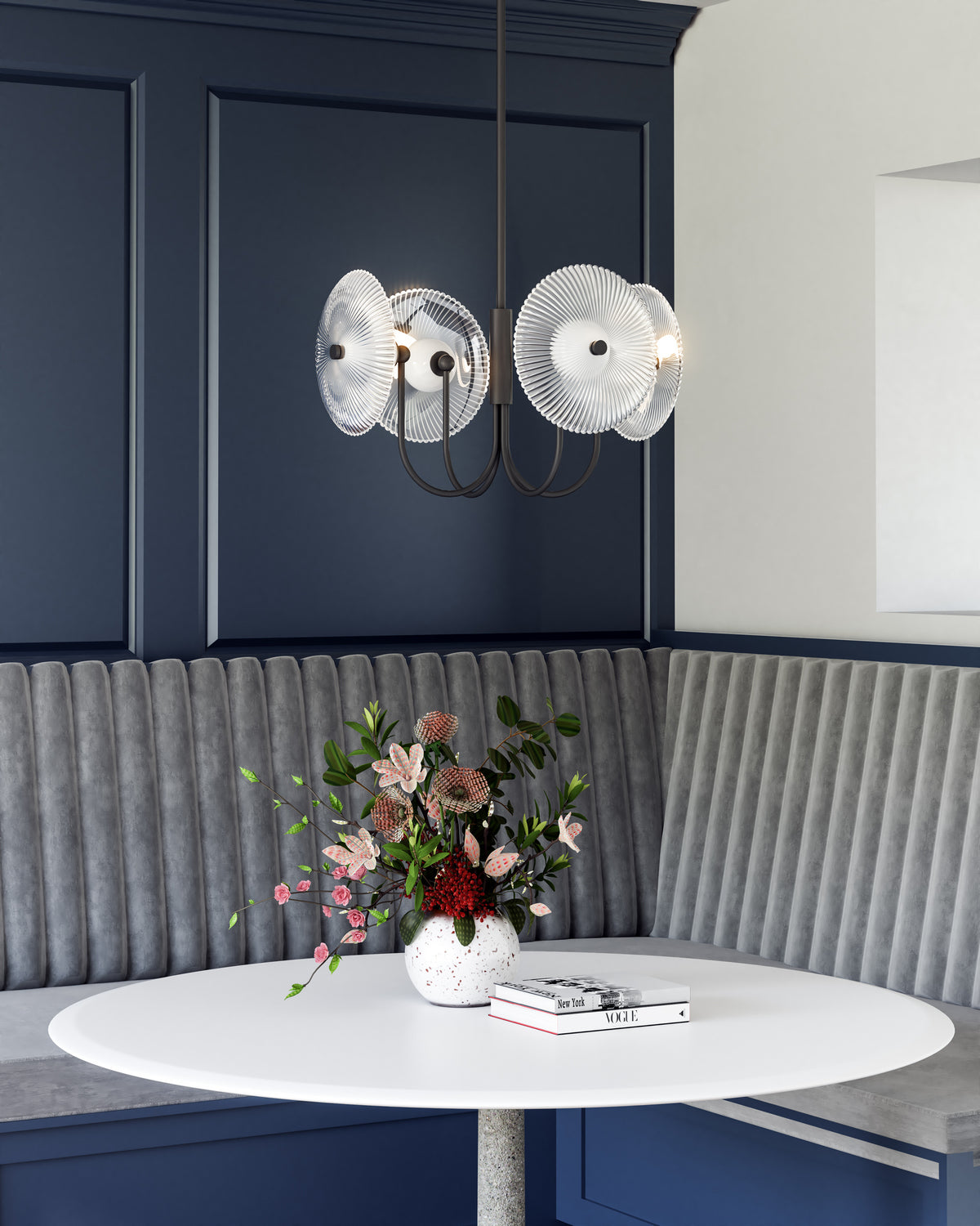 Alora - PD417904MBCR-UNV - LED Pendant - Hera - Matte Black/Clear Ribbed Glass
