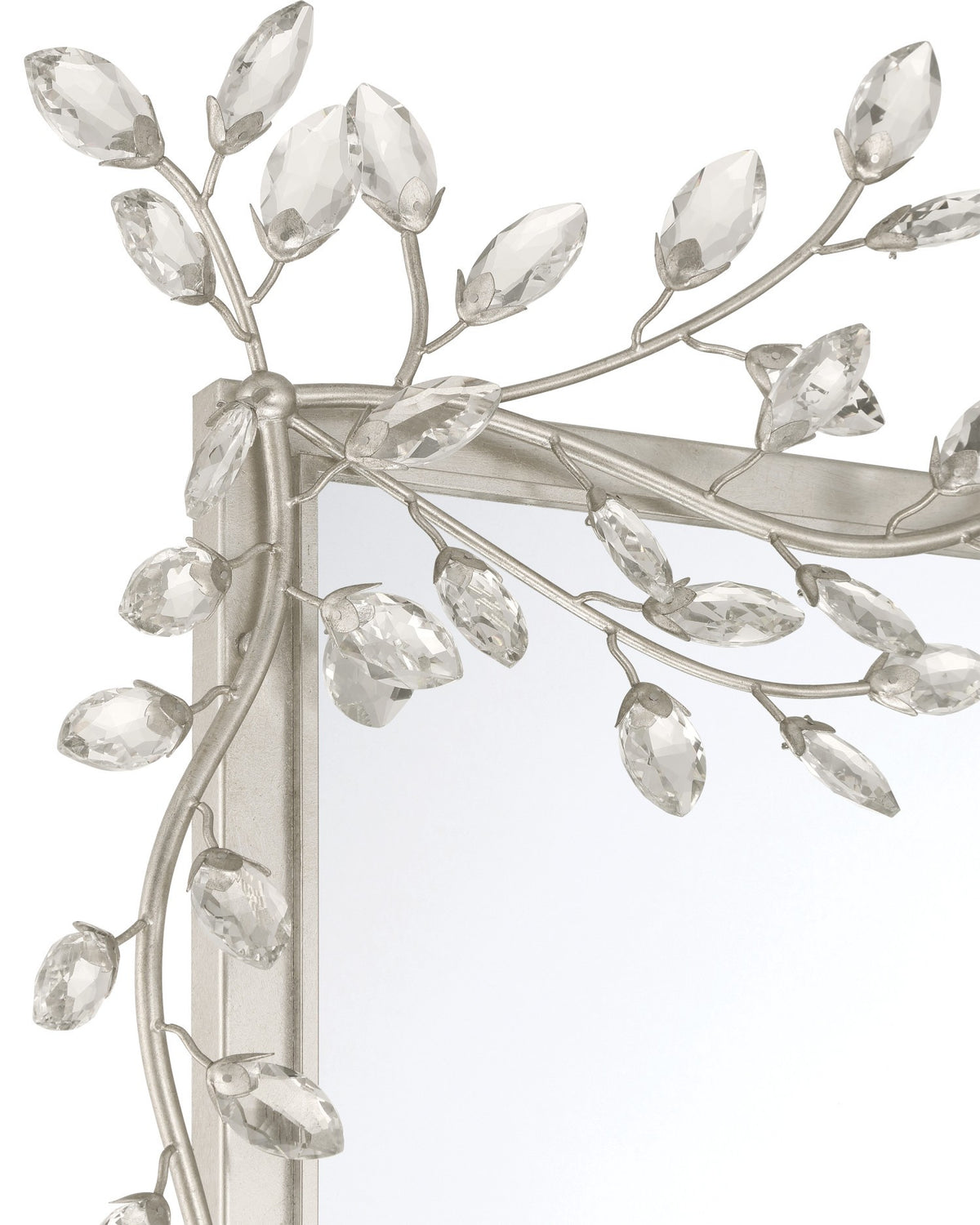 Currey and Company - 1000-0162 - Mirror - Forget-Me-Not - Clear / Silver Leaf