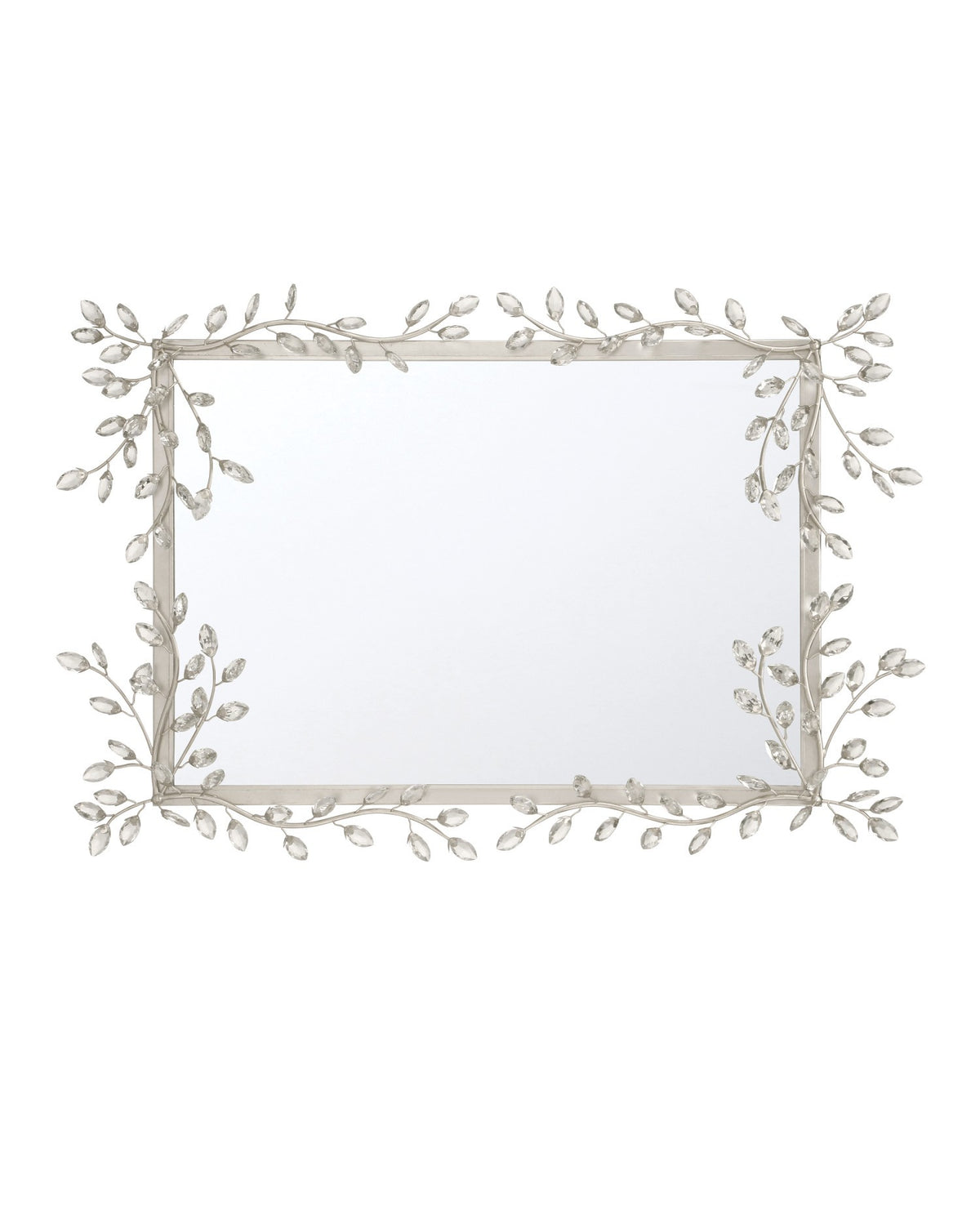Currey and Company - 1000-0162 - Mirror - Forget-Me-Not - Clear / Silver Leaf