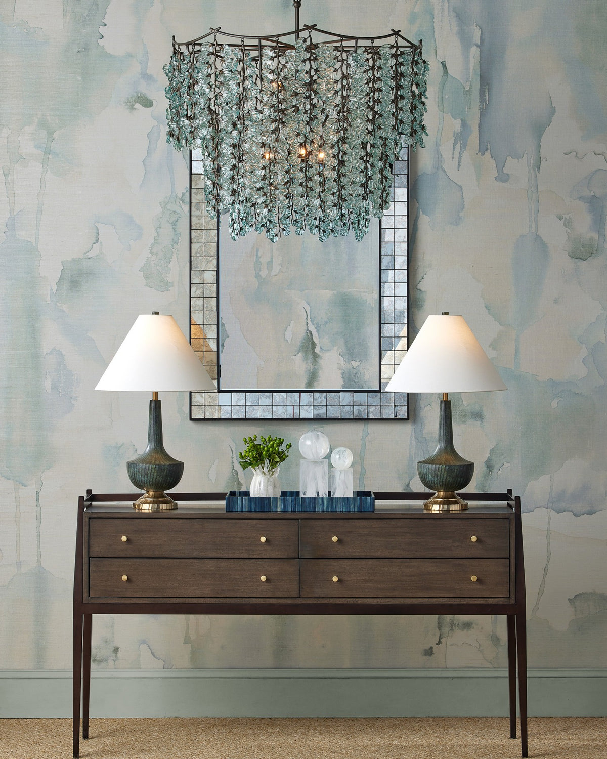 Currey and Company - 1000-0166 - Mirror - Mosaico - Ebony / Antique Mirror