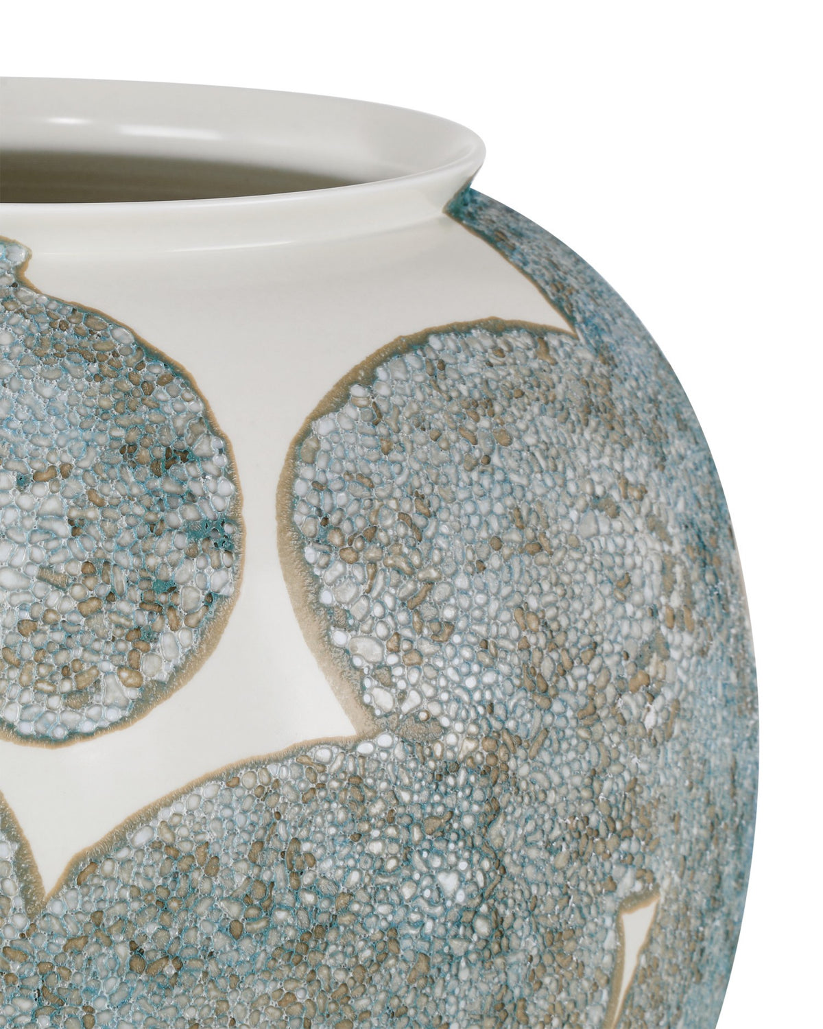 Currey and Company - 1200-0978 - Vase - Bloom Blue & Ivory Vase - Textured Blue / Off-White / Gold